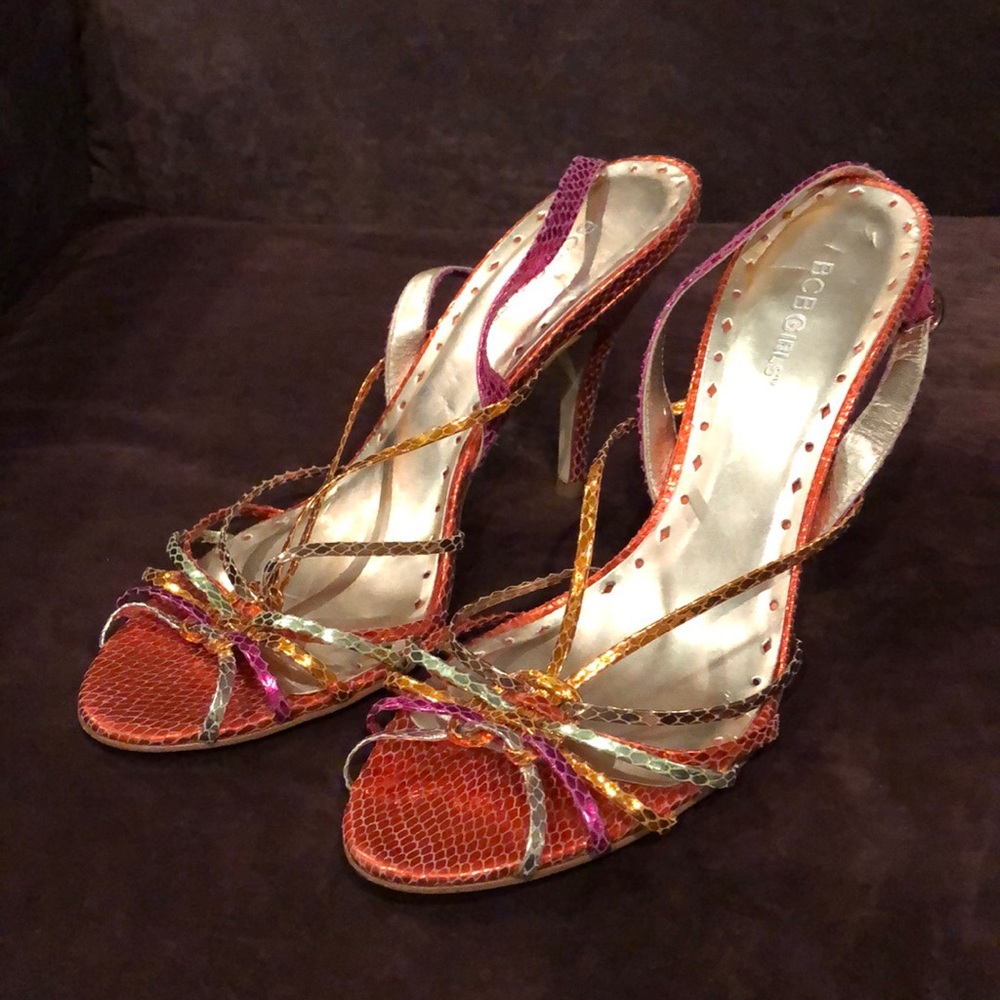 BCBGirls strappy metallic sandals